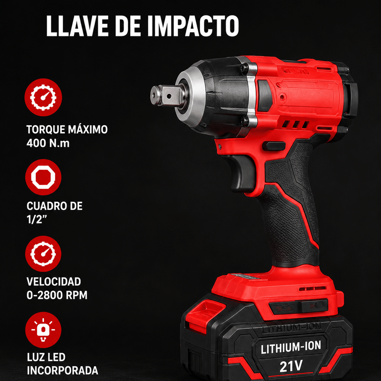 Kit de Taladro 13mm + Llave de impacto con 2 Baterias, Cargador y Maletin