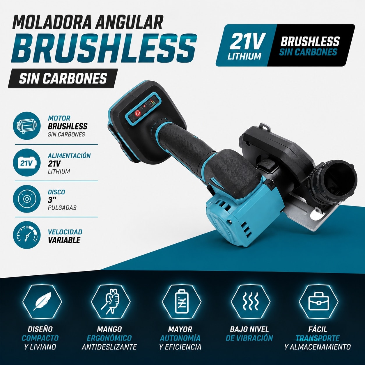 Mini Amoladora Profesional 3" + 2 baterias + cargador +Hojas