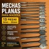 Set 12 Mechas Planas Para Madera, 6-28mm Industrial - Masaki