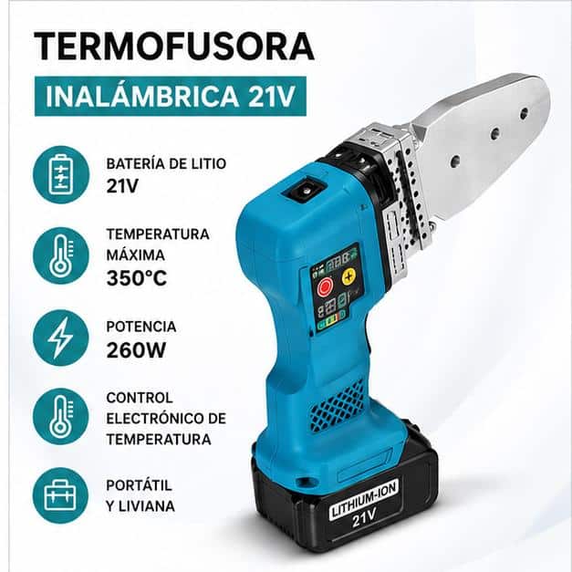 Termofusora Inalambrica PPR 21V Con 2 Baterias - 20 25 32mm