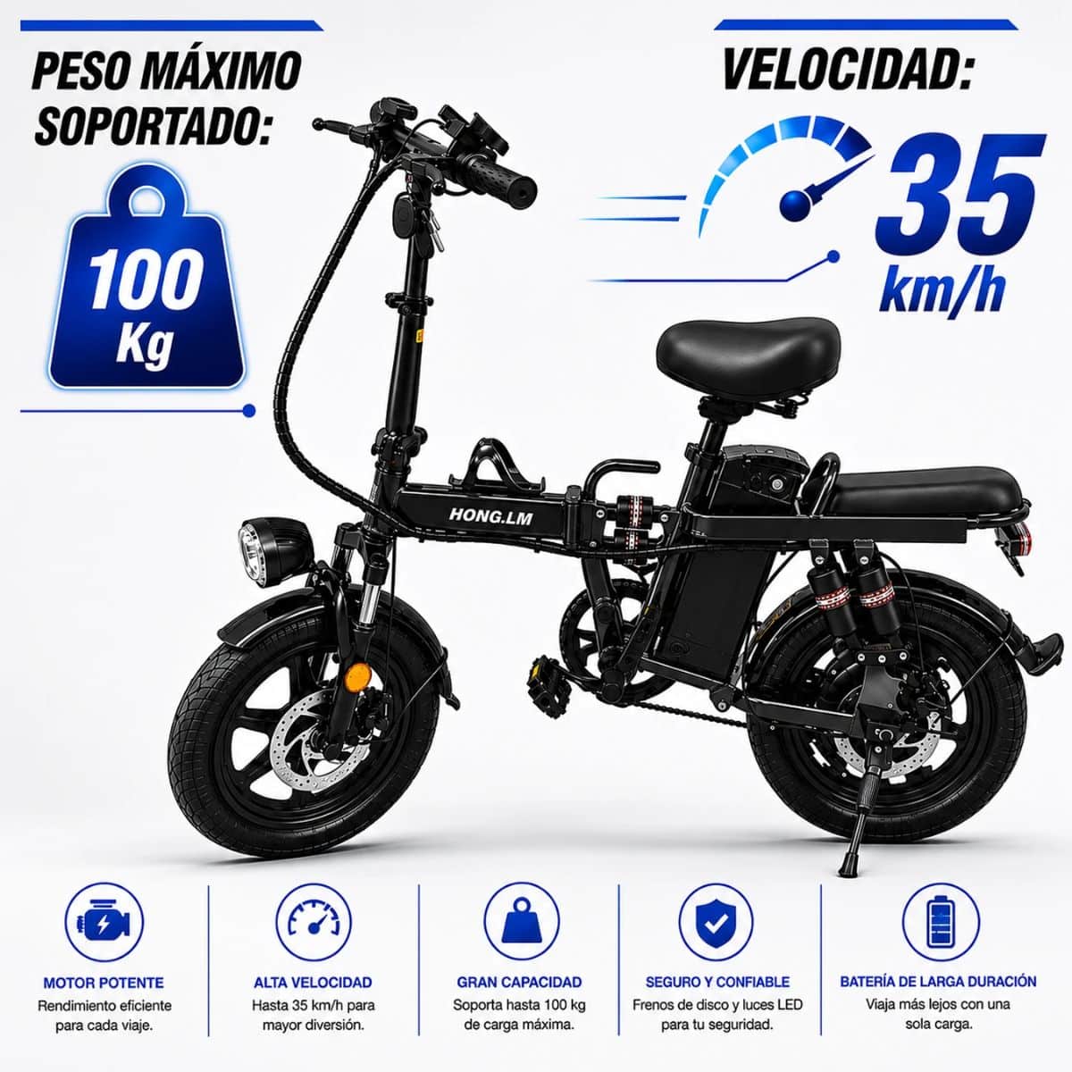 Bicicleta Eléctrica Luxor Eb9 Rodado 16'' 500w 120kg