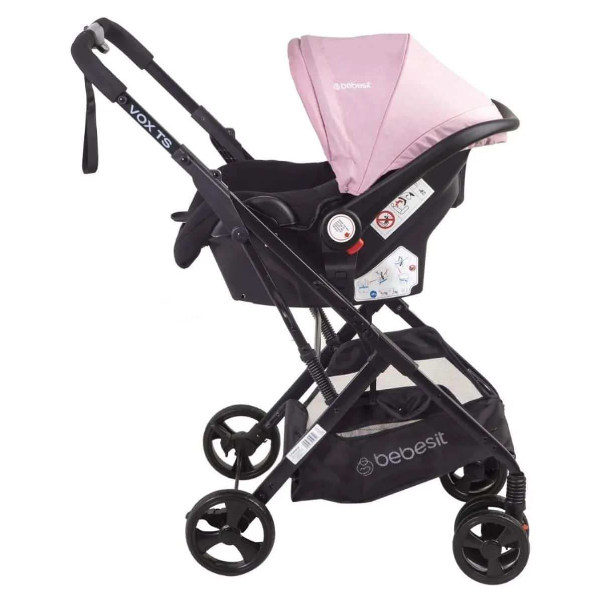 Coche de bebé Bebesit Travel System Vox con cubrepiés - Rosa