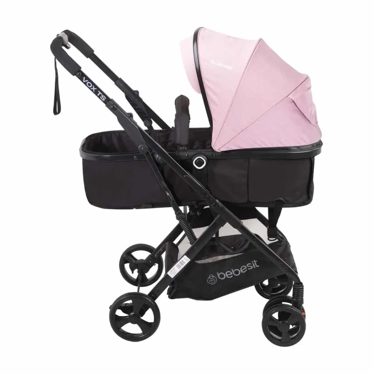 Coche de bebé Bebesit Travel System Vox con cubrepiés - Rosa