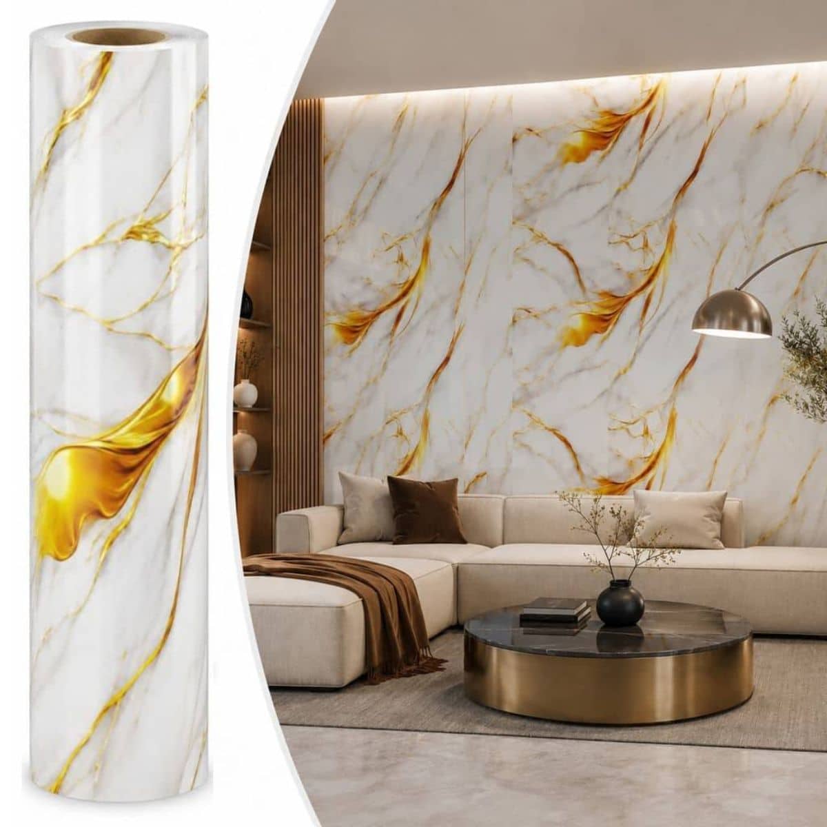 Copia - Placa Adhesiva Simil Marmol Blanco/Dorado Rollo de 1.20 x 3 Metros BS-3752