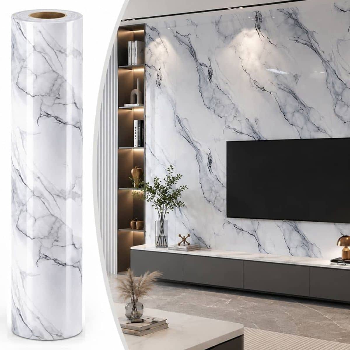Copia - Placa Adhesiva Simil Marmol Blanco Rollo de 1.20 x 3 Metros BS-101