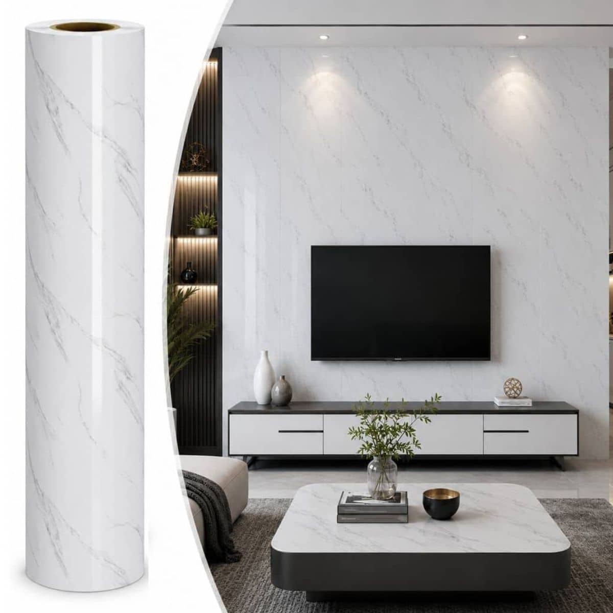 Copia - Placa Adhesiva Simil Marmol Blanco Rollo de 1.20 x 3 Metros BS-101