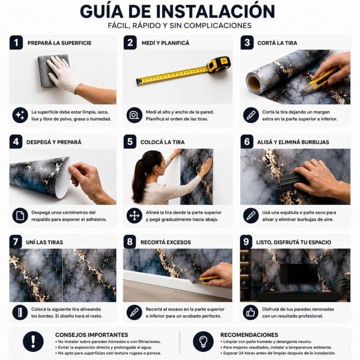 Copia - Placa Adhesiva Simil Marmol Blanco Rollo de 1.20 x 3 Metros BS-101