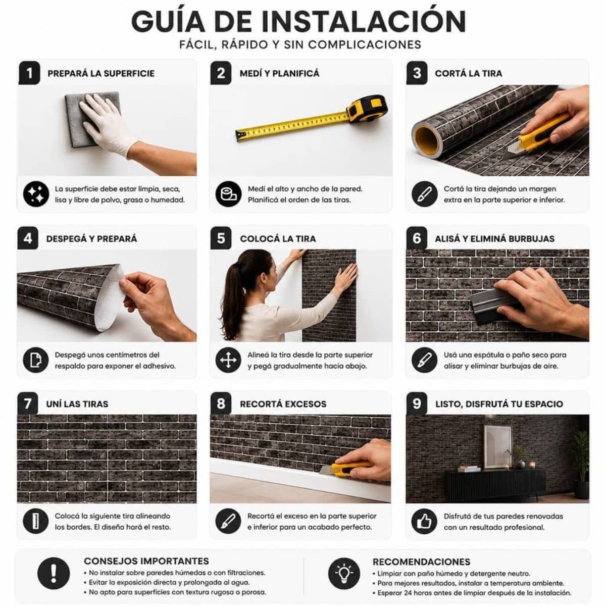 Copia - Placa Adhesiva Simil Marmol Ladrillo Gris Oscuro Rollo de 1.20 x 3 Metros BS-1683