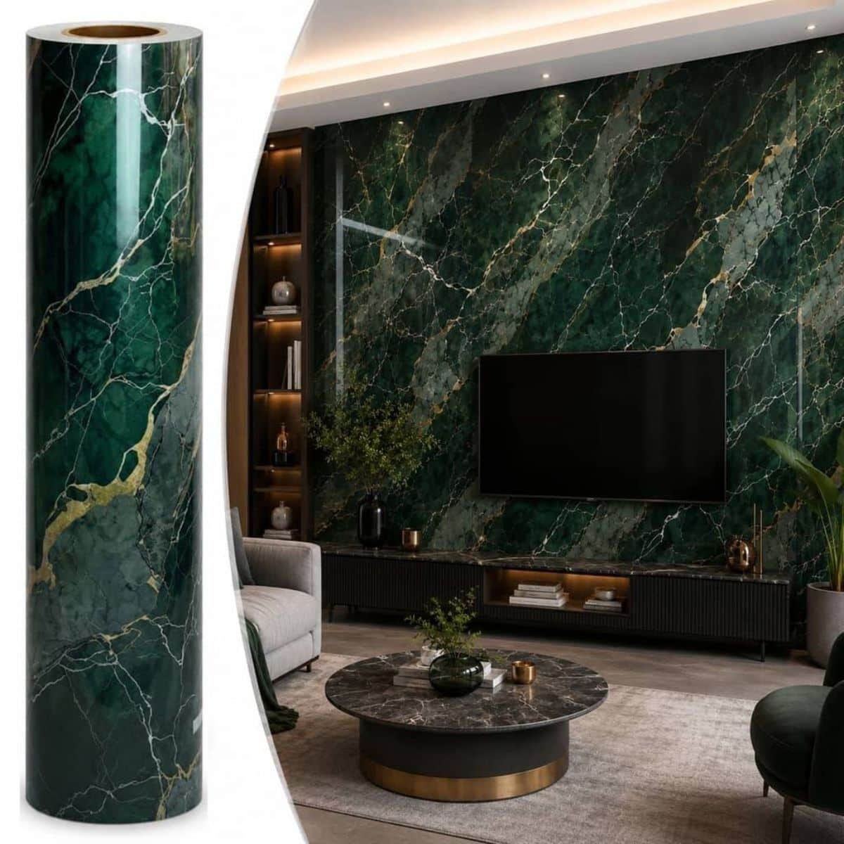 Copia - Placa Adhesiva Simil Marmol Verde Esmeralda Rollo de 1.20 x 3 Metros BS-3761