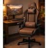 Copia - Silla Gamer Deep ergonomica con apoya pies cuero reforzado ROJA