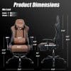 Copia - Silla Gamer Deep ergonomica con apoya pies cuero reforzado ROJA