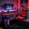 Silla Gamer Deep ergonomica apoya pies cuero sintetico ROJA