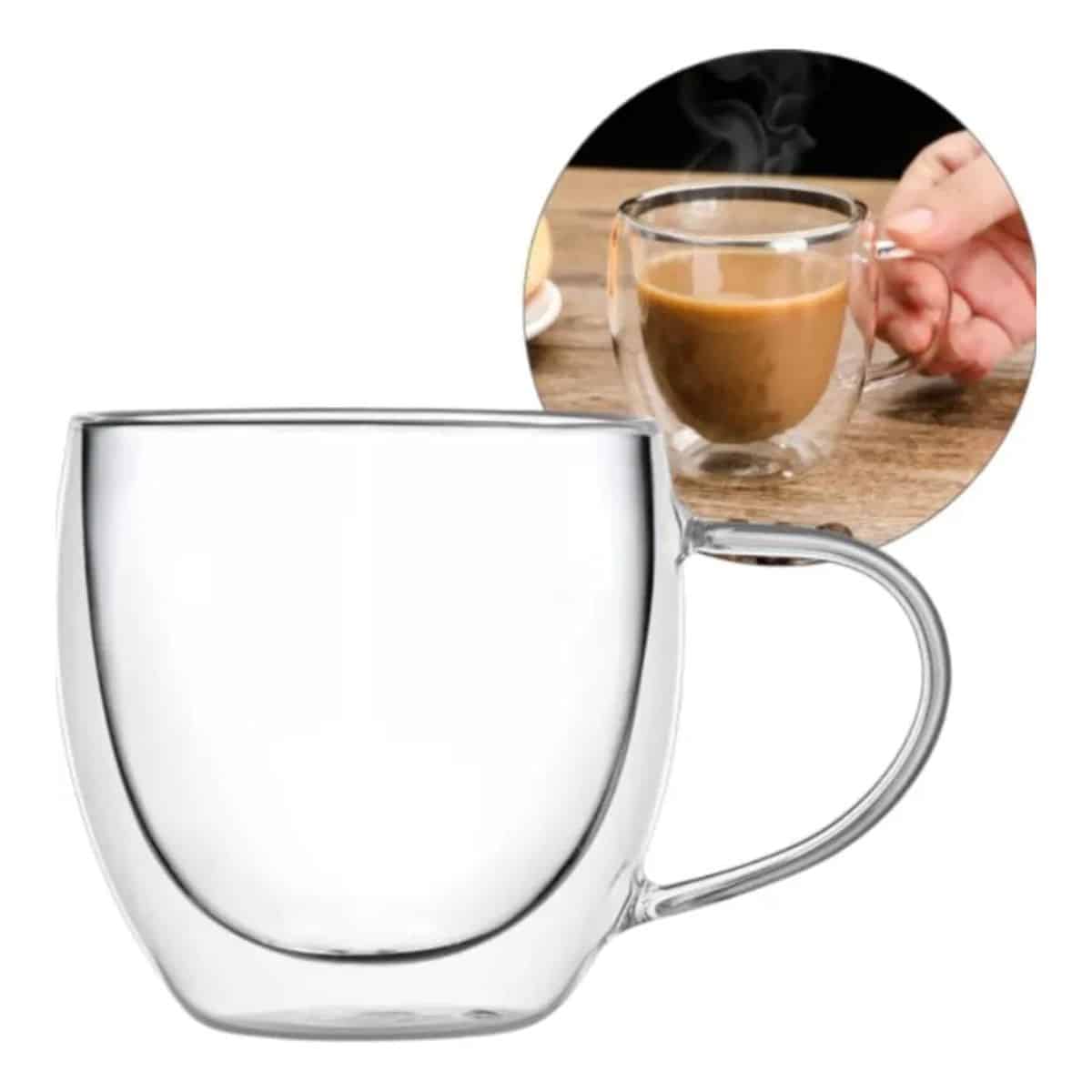 Copia - Setx6 Tazas Doble Pared De Vidrio Taza 250ml Bazar Y Cocina