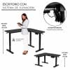 Escritorio Esquinero Eléctrico Regulable con Panel Negro