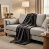 Manta Polar frazada Corderito GRIS 200x230cm Suave Y Cálida