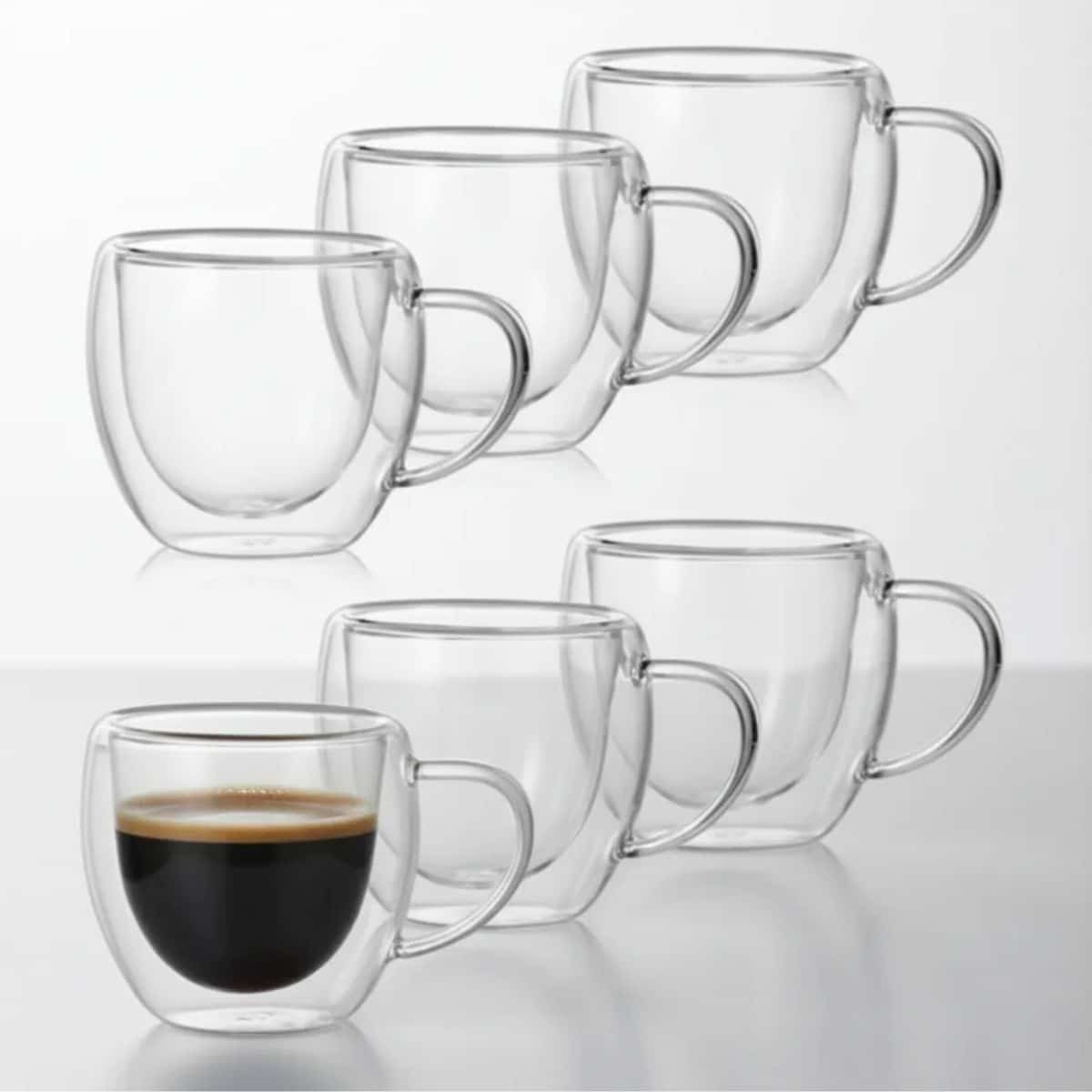 Setx6 Tazas Doble Pared De Vidrio Taza 250ml Bazar Y Cocina