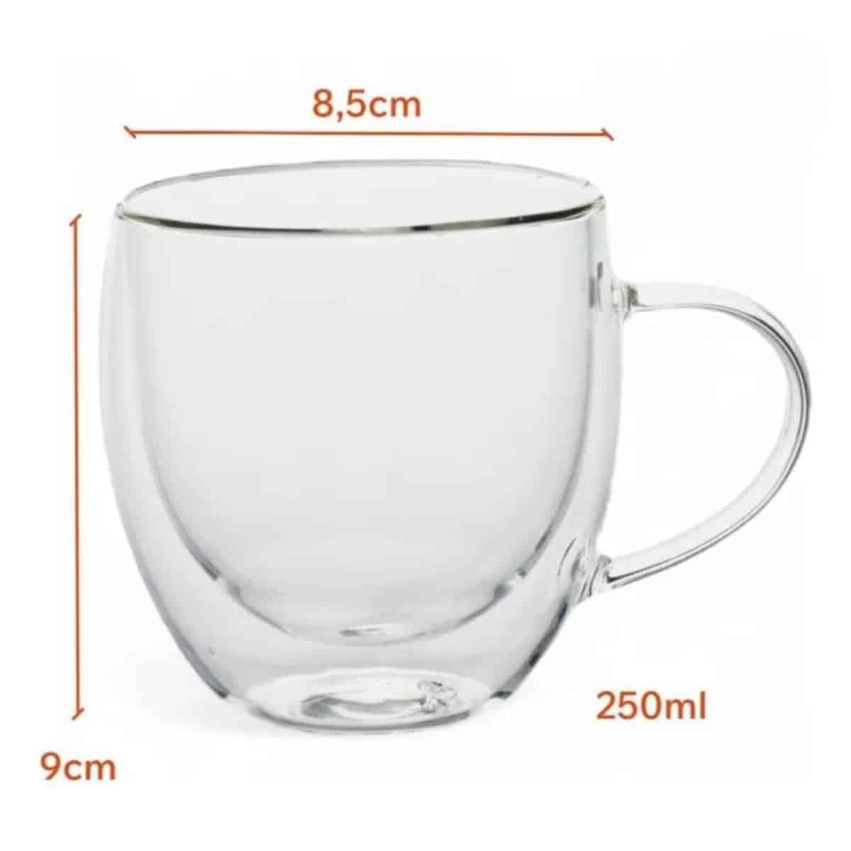 Setx6 Tazas Doble Pared De Vidrio Taza 250ml Bazar Y Cocina