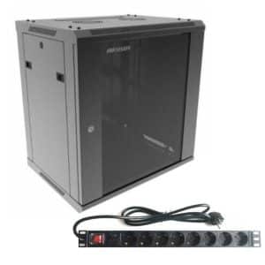 Combo Rack Hikvision 12U de Pared y PDU 8 Tomas Schuko