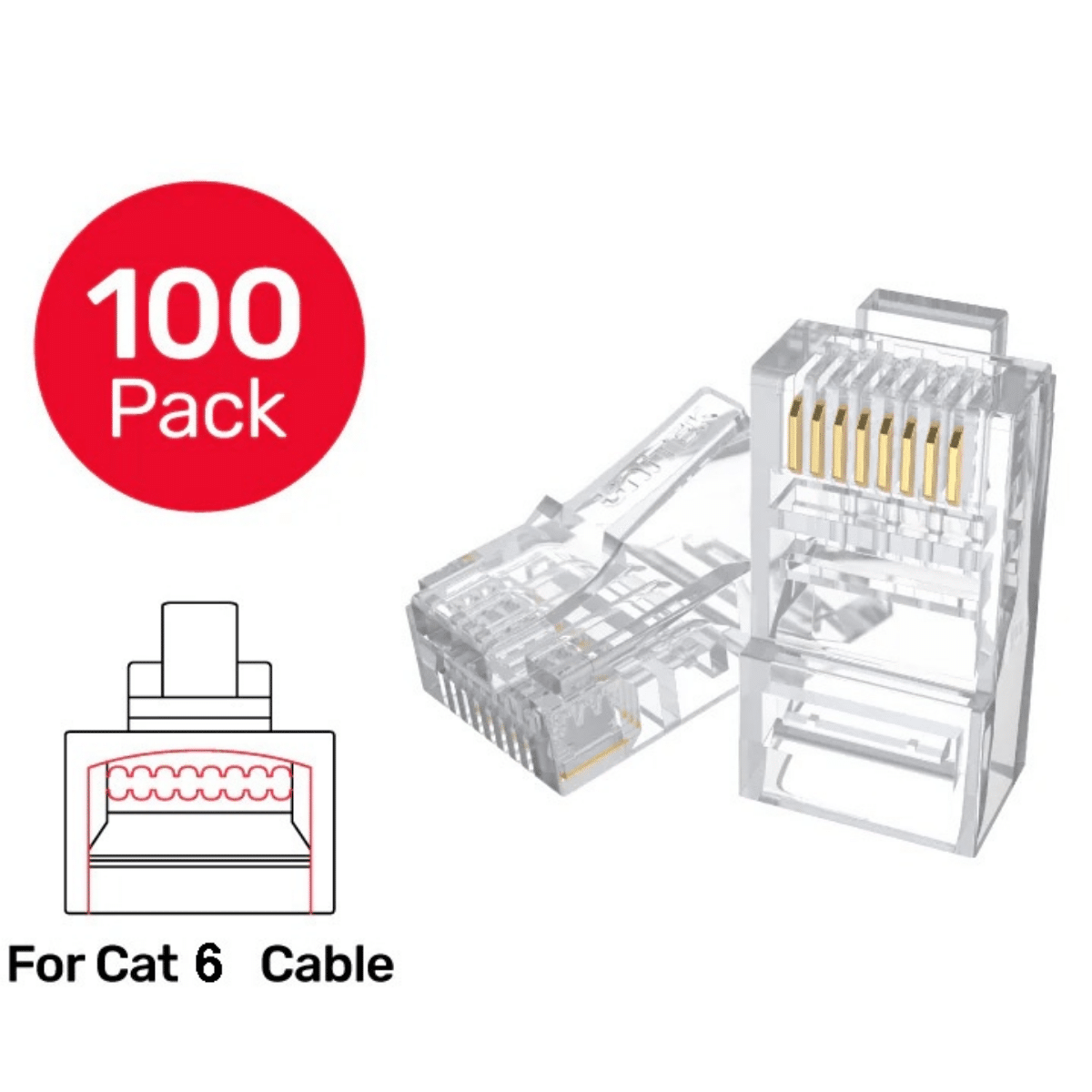 Conector RJ45 Unitek x100 unidades Cat 6 pass-through