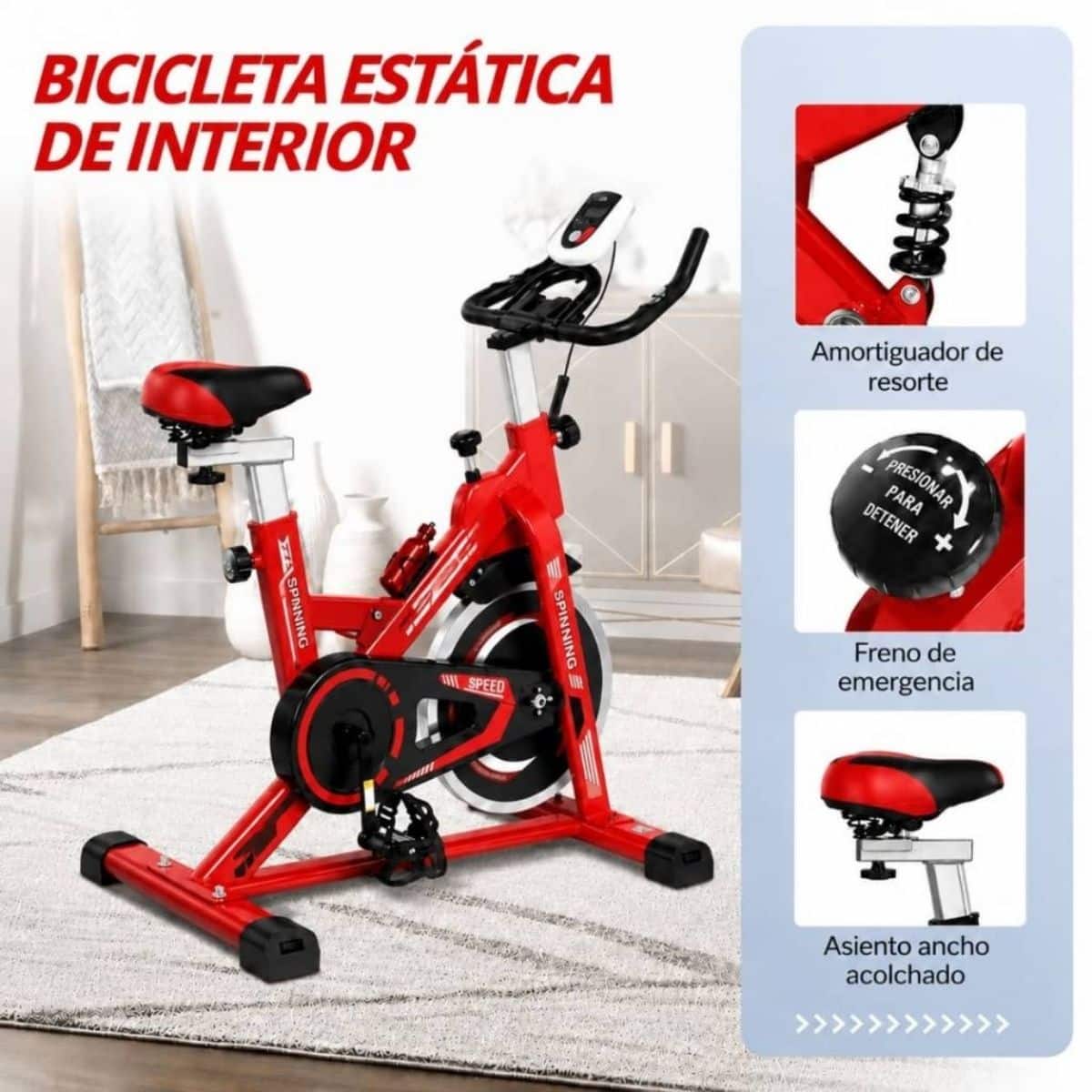 Copia - Bicicleta Spinning Profesional Ergométrica Disco 13Kg Premium Roja