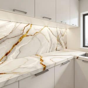 Copia - Placa Adhesiva Simil Marmol Blanco/Hojas Rollo de 1.20 x 3 Metros BS-37139-2
