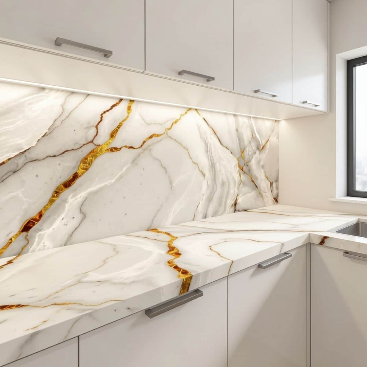 Copia - Placa Adhesiva Simil Marmol Blanco/Hojas Rollo de 1.20 x 3 Metros BS-37139-2