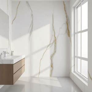 Copia - Placa Adhesiva Simil Marmol Blanco/Hojas Rollo de 1.20 x 3 Metros BS-37139-2