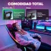 Copia - Silla Gamer HTI Ergonómica Luces RGB Apoyapíes y Parlantes Negra