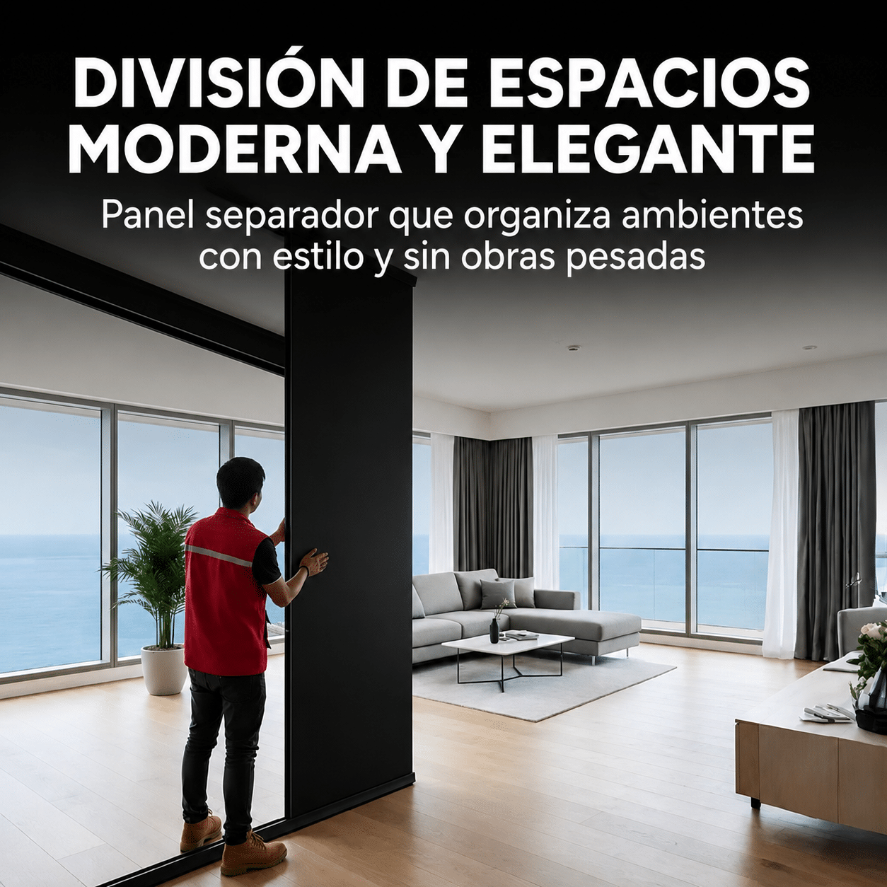 Panel Divisor Separador Ambientes 2,4 X 2,90m NEGRO