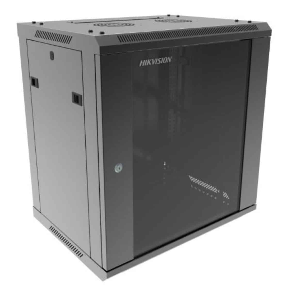 Rack Hikvision 12U de pared con puerta de vidrio templado