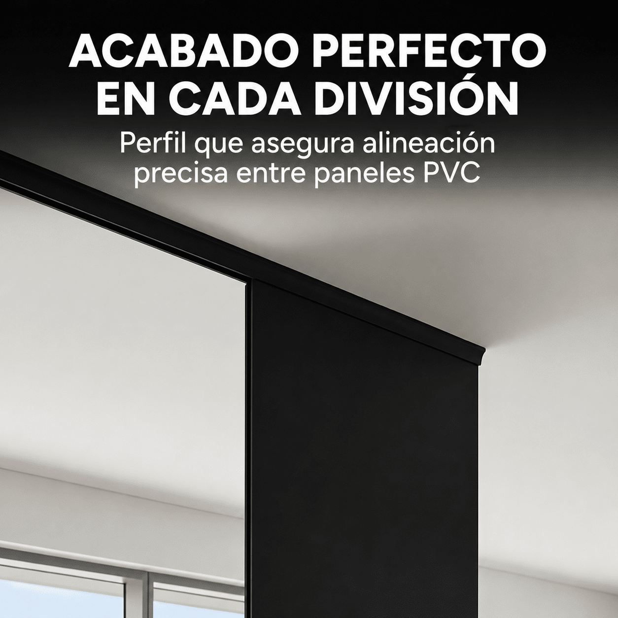 Riel para Panel Divisor Separador Ambientes 3m NEGRO