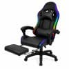 Silla Gamer HTI Ergonómica Luces RGB Apoyapíes Parlantes Neg