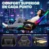 Silla Gamer HTI Ergonómica Luces RGB Apoyapíes Parlantes Neg