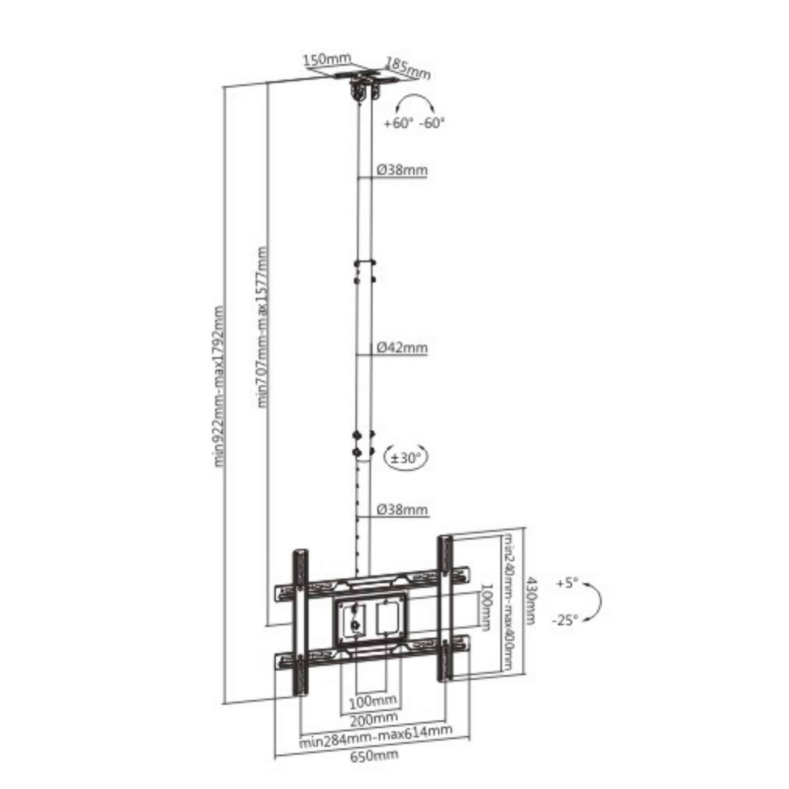 Soporte Techo Brateck PLB-CE1046-01 para TV hasta 80''