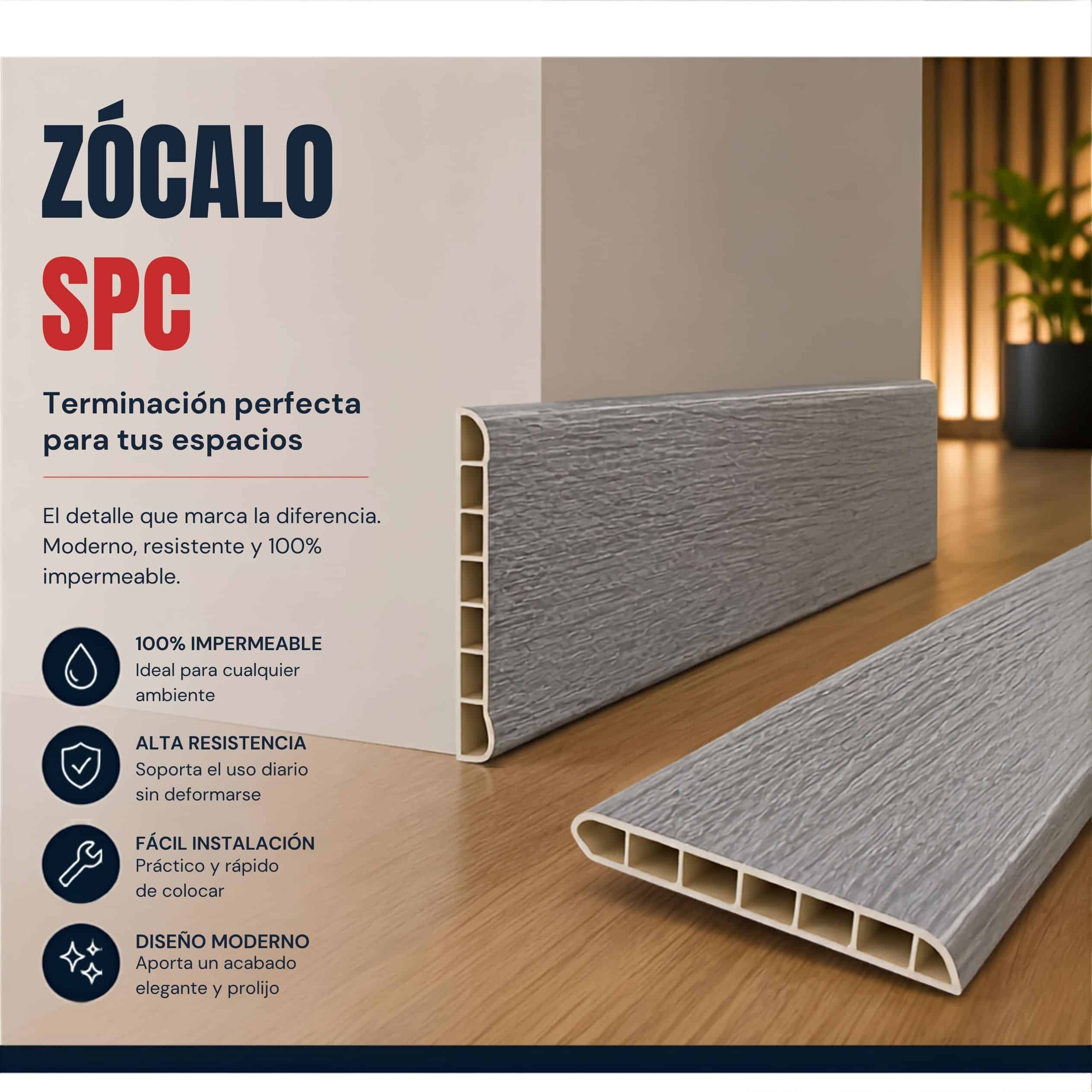 Zócalo SPC 05001 Símil Madera Gris 2,40 m Resistente al Agua Zócalo SPC 05001 Símil Madera Gris 2,40 m Resistente al Agua