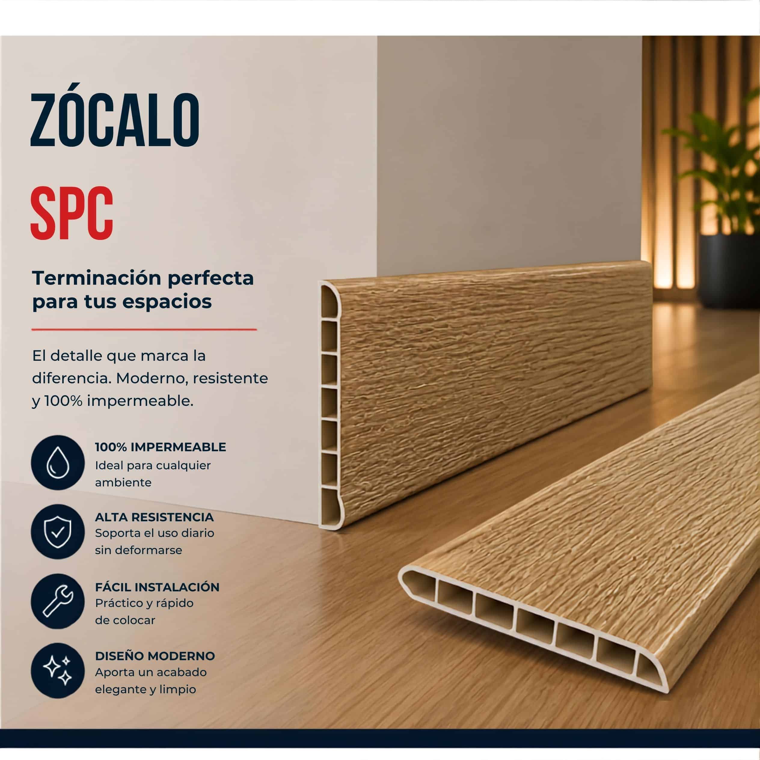 Zócalo SPC 05003 Símil Roble 2,40 m Resistente al Agua