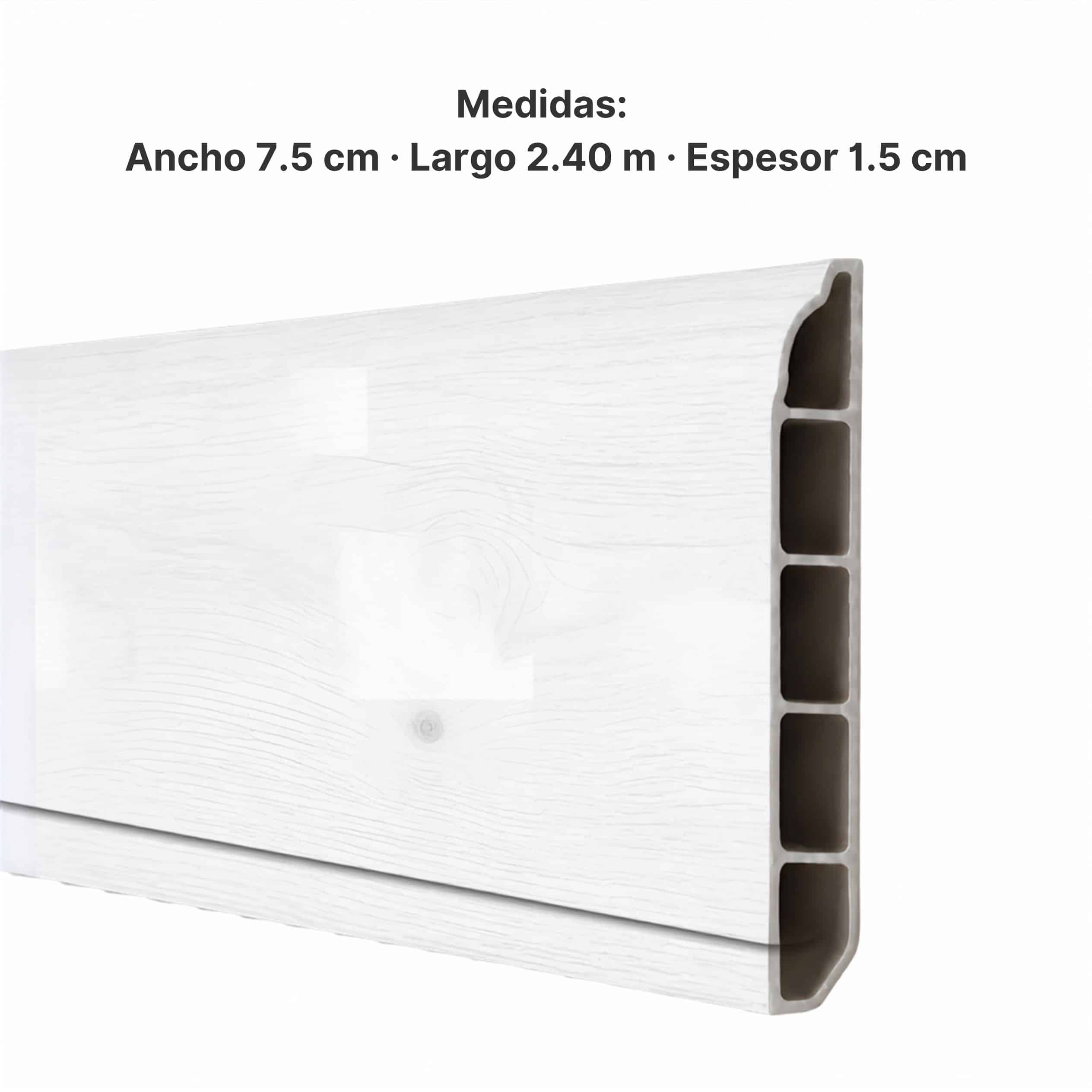 Zócalo SPC 05005 Símil Madera Blanco 2,40m Resistente al Agu